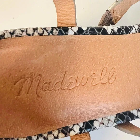 Madewell Womens 7.5 Gray Leather Snake Print Block Heel Strappy Shoes EUC - Picture 11 of 12